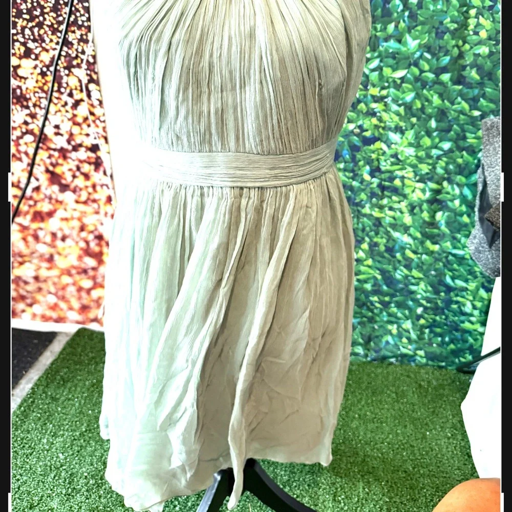 J. Crew Strapless Pleated Light Sage Dress